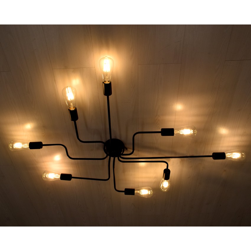 GLOBOSTAR® LIBERTA  Μοντέρνο Φωτιστικό Οροφής με Ντουί 8 x E27 AC 220-240V IP20 - Μαύρο - Μ102 x Π72 x Υ10.5cm