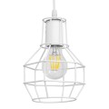 CAGE  Vintage Κρεμαστό Φωτιστικό Πλέγμα Μονόφωτο 1 x E27 IP20 Λευκό Μέταλλο - Μ15 x Π15 x Υ22cm