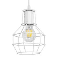 CAGE  Vintage Κρεμαστό Φωτιστικό Πλέγμα Μονόφωτο 1 x E27 IP20 Λευκό Μέταλλο - Μ15 x Π15 x Υ22cm