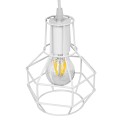CAGE  Vintage Κρεμαστό Φωτιστικό Πλέγμα Μονόφωτο 1 x E27 IP20 Λευκό Μέταλλο - Μ15 x Π15 x Υ22cm