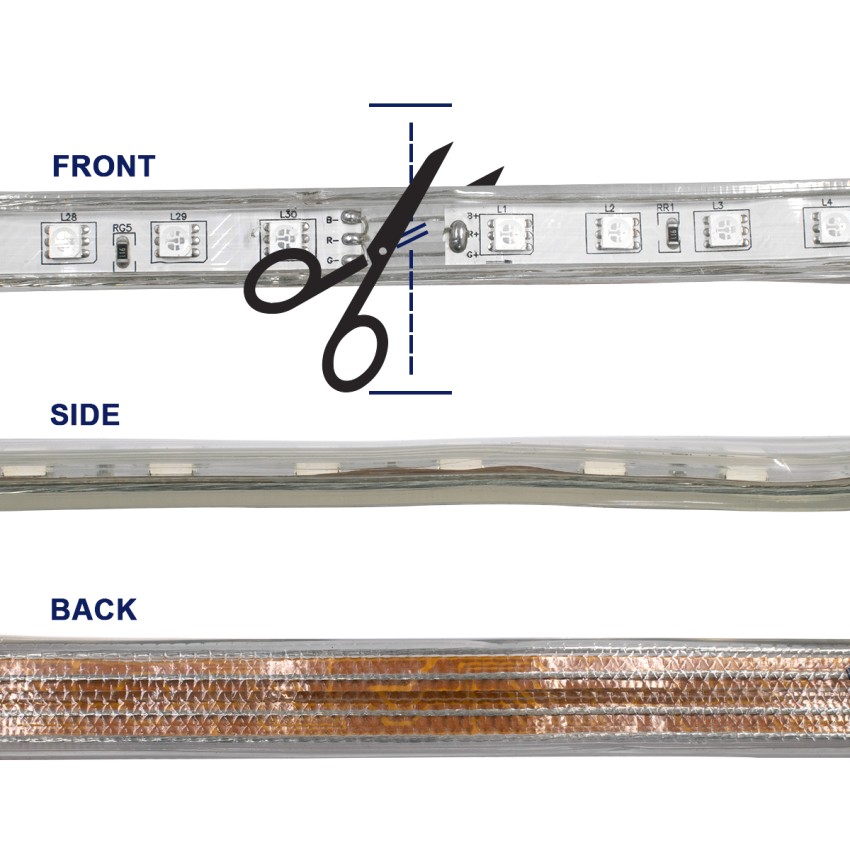 Slim Ταινία Μονής Σειράς Epistar LED SMD 5050 1m 12W/m 60LED/m 1572lm/m 120° DC 230V Αδιάβροχη IP68 RGB Dimmable