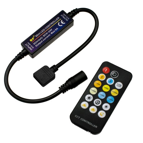 GLOBOSTAR® CCTCONTROLLER  Σετ Dimmer / Controller με RF Ασύρματο Χειριστήριο με 2 x 3A 72W Κανάλια DC 12-24V 6A 144W Max IP20 - RF2.4Ghz - Μ8.3 x Π8.3 x Υ3.2cm