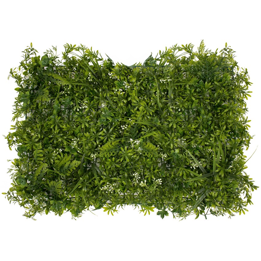 Συνθετικό Τεχνητό Διακοσμητικό Πάνελ Φυλλωσιάς - Κάθετος Κήπος Γάλιο - Φτέρη - Γκι - Γρασίδι Πράσινο Μ60 x Υ40 x Π10cm