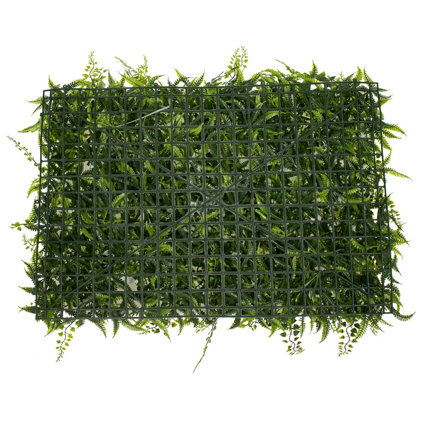 Συνθετικό Τεχνητό Διακοσμητικό Πάνελ Φυλλωσιάς - Κάθετος Κήπος Νάνος Φτέρη - Νάνος Κισσός - Νάνος Δάφνη Πράσινο Μ60 x Υ40 x Π9cm
