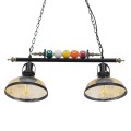 GLOBOSTAR® BILLIARD  Vintage Κρεμαστό Φωτιστικό Οροφής με Ντουί 2 x E27 AC 220-240V IP20 - Mαύρο & Μελί - Μ71 x Π25 x Υ30cm