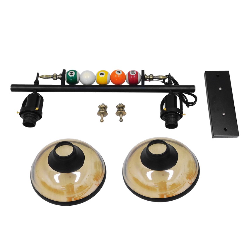 GLOBOSTAR® BILLIARD  Vintage Κρεμαστό Φωτιστικό Οροφής με Ντουί 2 x E27 AC 220-240V IP20 - Mαύρο & Μελί - Μ71 x Π25 x Υ30cm