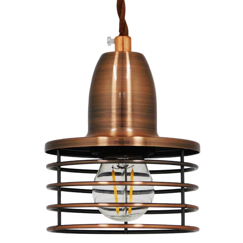 MANHATTAN  Μοντέρνο Κρεμαστό Φωτιστικό Καμπάνα Μονόφωτο 1 x E27 IP20 Χάλκινο Μέταλλο - Μ11 x Π11 x Υ14cm