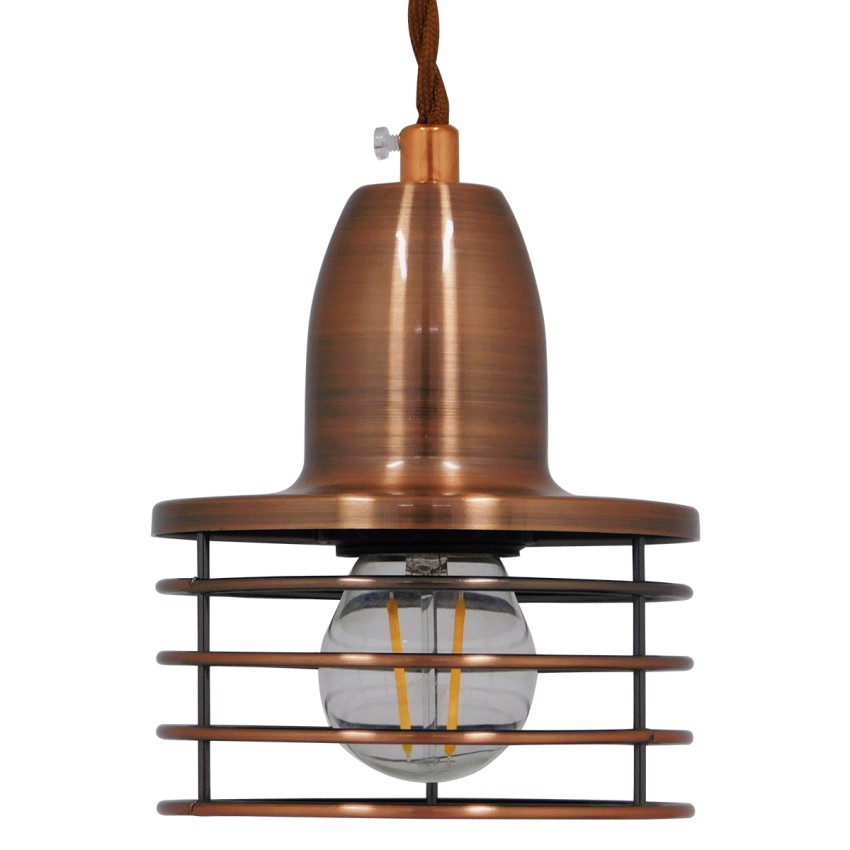 MANHATTAN  Μοντέρνο Κρεμαστό Φωτιστικό Καμπάνα Μονόφωτο 1 x E27 IP20 Χάλκινο Μέταλλο - Μ11 x Π11 x Υ14cm