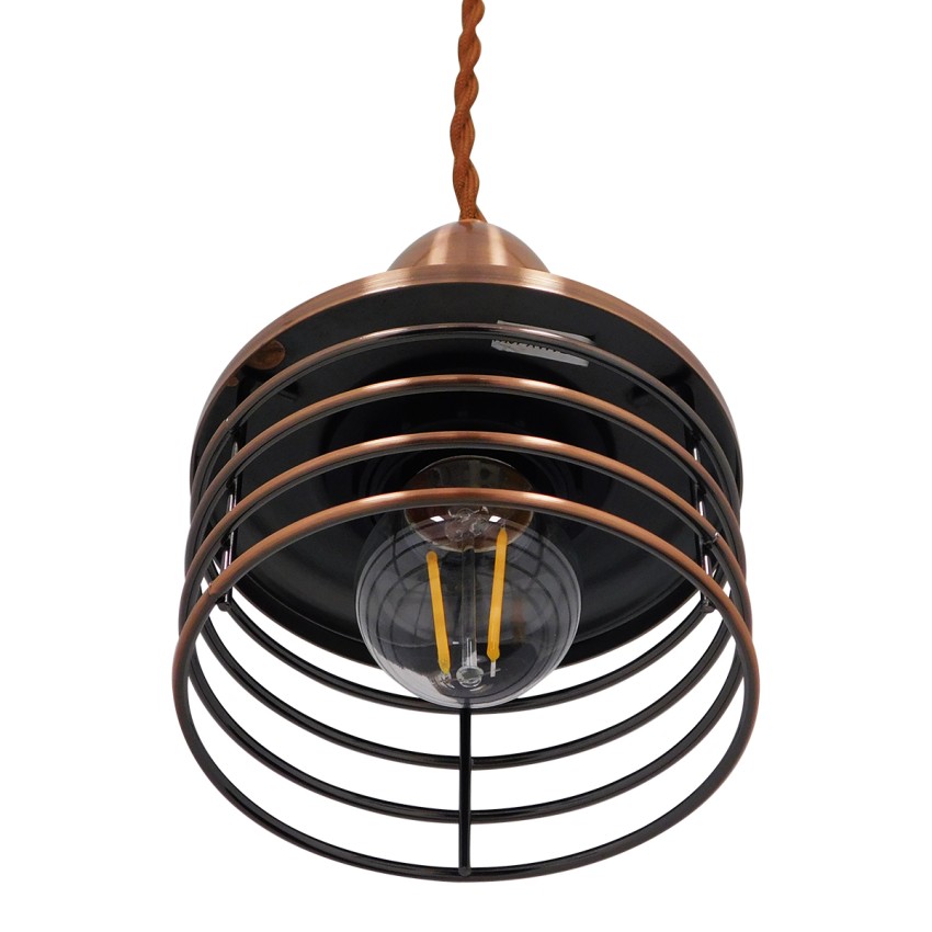 MANHATTAN  Μοντέρνο Κρεμαστό Φωτιστικό Καμπάνα Μονόφωτο 1 x E27 IP20 Χάλκινο Μέταλλο - Μ11 x Π11 x Υ14cm