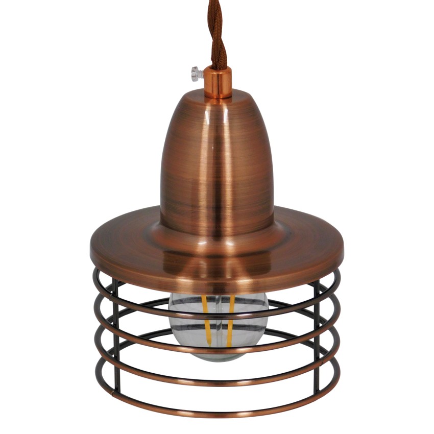 MANHATTAN  Μοντέρνο Κρεμαστό Φωτιστικό Καμπάνα Μονόφωτο 1 x E27 IP20 Χάλκινο Μέταλλο - Μ11 x Π11 x Υ14cm