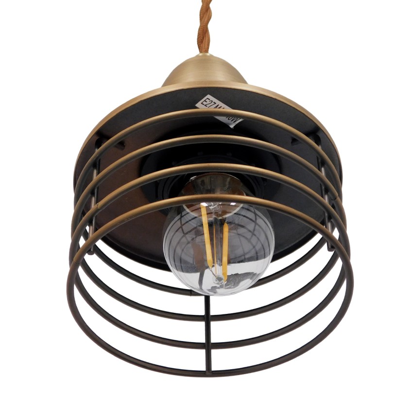 MANHATTAN  Μοντέρνο Κρεμαστό Φωτιστικό Καμπάνα Μονόφωτο 1 x E27 IP20 Χρυσό Μέταλλο - Μ11 x Π11 x Υ14cm