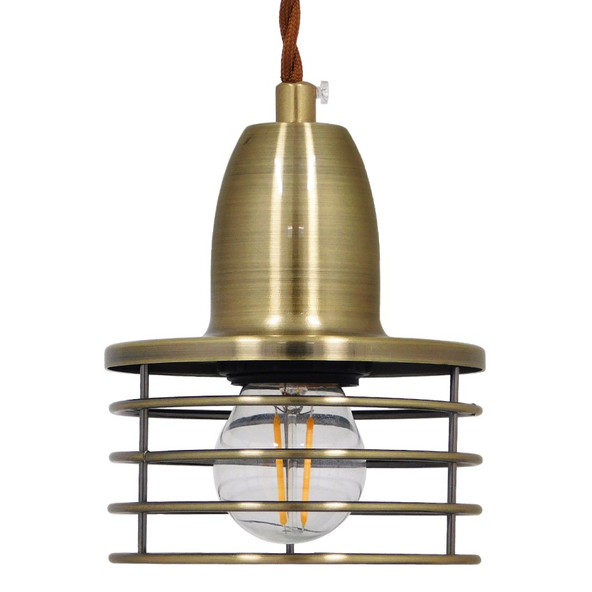 MANHATTAN  Μοντέρνο Κρεμαστό Φωτιστικό Καμπάνα Μονόφωτο 1 x E27 IP20 Μπρούτζινο Μέταλλο - Μ11 x Π11 x Υ14cm