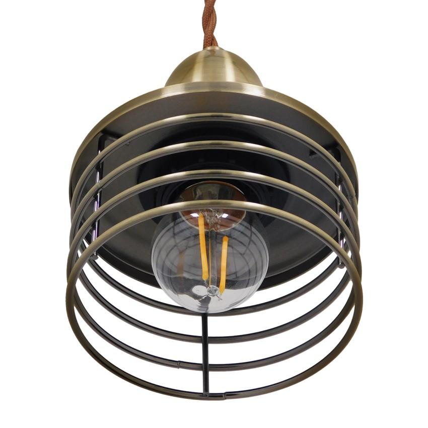 MANHATTAN  Μοντέρνο Κρεμαστό Φωτιστικό Καμπάνα Μονόφωτο 1 x E27 IP20 Μπρούτζινο Μέταλλο - Μ11 x Π11 x Υ14cm