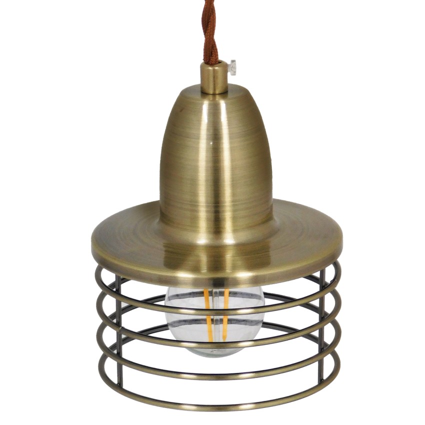 MANHATTAN  Μοντέρνο Κρεμαστό Φωτιστικό Καμπάνα Μονόφωτο 1 x E27 IP20 Μπρούτζινο Μέταλλο - Μ11 x Π11 x Υ14cm