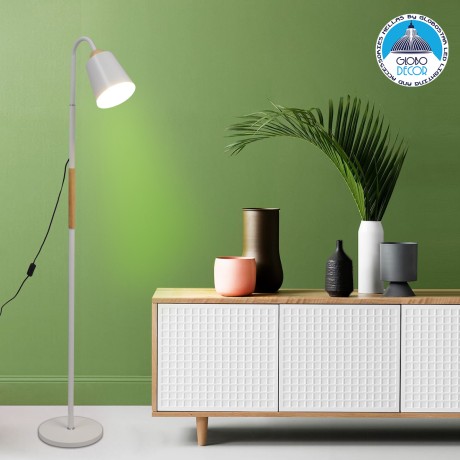 GLOBOSTAR® RIBBON  Μοντέρνο Επιδαπέδιο Φωτιστικό με Ντουί 1 x E27 AC 220-240V IP20 - Λευκό & Μπεζ - Μ13 x Π13 x Υ164cm