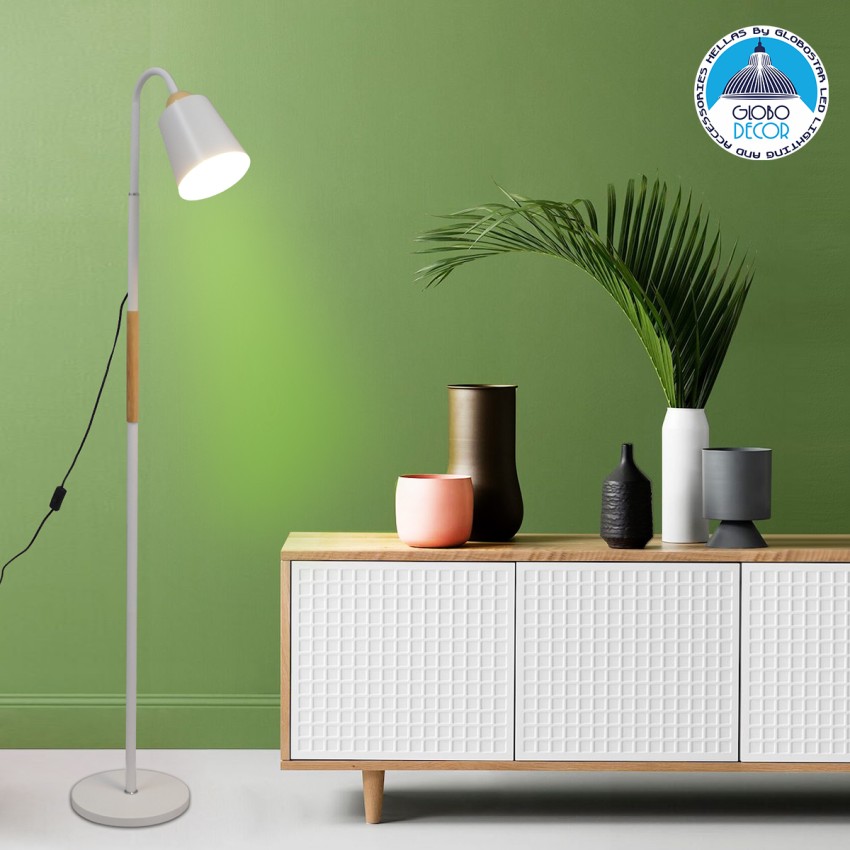 GLOBOSTAR® RIBBON  Μοντέρνο Επιδαπέδιο Φωτιστικό με Ντουί 1 x E27 AC 220-240V IP20 - Λευκό & Μπεζ - Μ13 x Π13 x Υ164cm