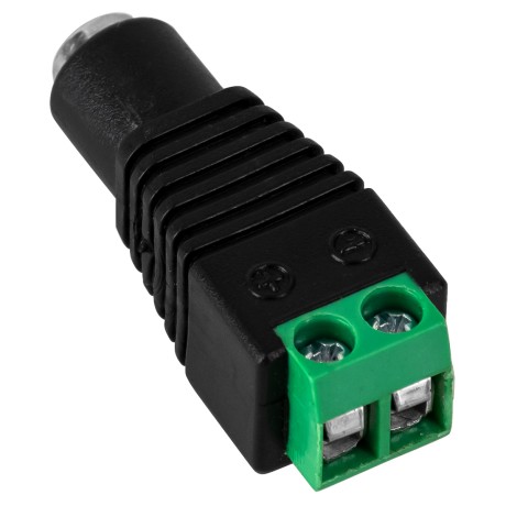 GLOBOSTAR® STRIPDC  Ταχυσύνδεσμος DC Jack 5.5x2.1mm Θηλυκός σε Κλέμα IP20 - Μαύρο - Μ3.7 x Π1.4 x Υ1.2cm