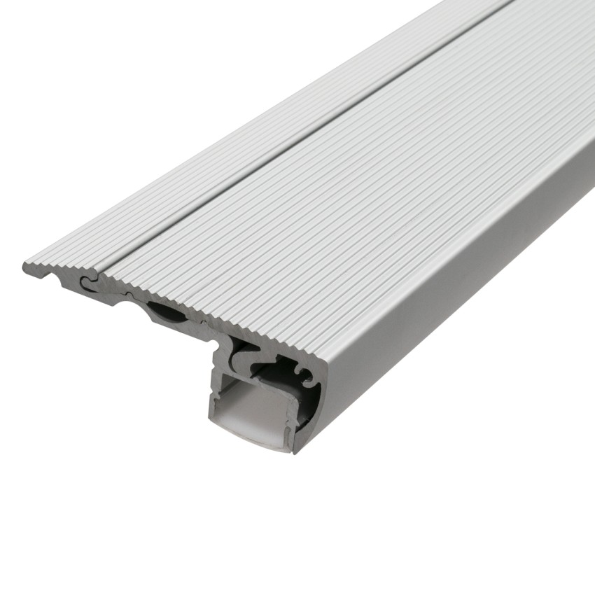 STAIR-PROFILE  Προφίλ Αλουμινίου - Βάση & Ψύκτρα Ταινίας LED με Λευκό Γαλακτερό Κάλυμμα - Χρήση σε Σκαλοπάτια - Πατητό Κάλυμμα - Ασημί - 3 Μέτρα - Μ300 x Π6 x Υ2.1cm