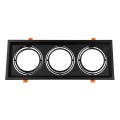 GLOBOSTAR® VITA  Χωνευτή Κινούμενη Βάση για 3 x Σποτ AR111 με Ντουί GU10/GU5.3 IP20 - Μαύρο Ματ - Μ48.7 x Π18 x Υ5.5cm / Q47.5 x 17cm