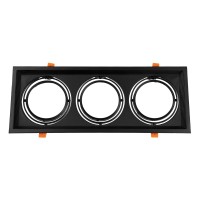 GLOBOSTAR® VITA  Χωνευτή Κινούμενη Βάση για 3 x Σποτ AR111 με Ντουί GU10/GU5.3 IP20 - Μαύρο Ματ - Μ48.7 x Π18 x Υ5.5cm / Q47.5 x 17cm