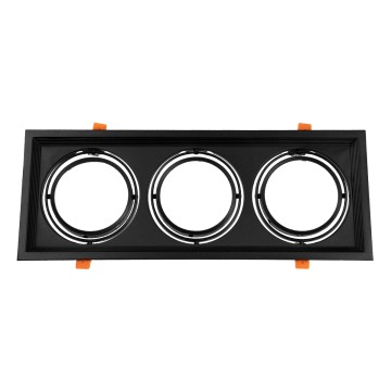 GLOBOSTAR® VITA  Χωνευτή Κινούμενη Βάση για 3 x Σποτ AR111 με Ντουί GU10/GU5.3 IP20 - Μαύρο Ματ - Μ48.7 x Π18 x Υ5.5cm / Q47.5 x 17cm
