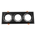 GLOBOSTAR® VITA  Χωνευτή Κινούμενη Βάση για 3 x Σποτ AR111 με Ντουί GU10/GU5.3 IP20 - Μαύρο Ματ - Μ48.7 x Π18 x Υ5.5cm / Q47.5 x 17cm