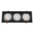 GLOBOSTAR® VITA  Χωνευτή Κινούμενη Βάση για 3 x Σποτ AR111 με Ντουί GU10/GU5.3 IP20 - Μαύρο Ματ - Μ48.7 x Π18 x Υ5.5cm / Q47.5 x 17cm