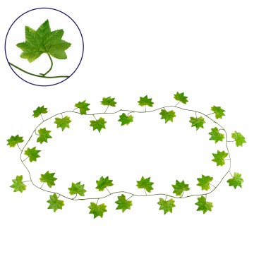 Τεχνητό Κρεμαστό Φυτό Διακοσμητική Γιρλάντα Λουλουδιών με 30 Πράσινα Φύλλα Σφενδάμης M20 x Π20 x Υ220cm