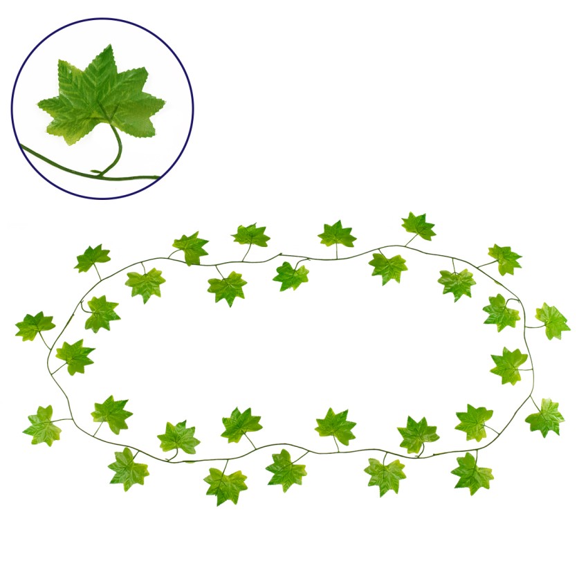 Τεχνητό Κρεμαστό Φυτό Διακοσμητική Γιρλάντα Λουλουδιών με 30 Πράσινα Φύλλα Σφενδάμης M20 x Π20 x Υ220cm