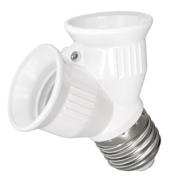 GLOBOSTAR® ADAPTOR  Αντάπτορας/Μετατροπέας από Ντουί E27 σε 2 x E27 IP20 - Μ7.4 x Π7.4 x Υ7.4cm