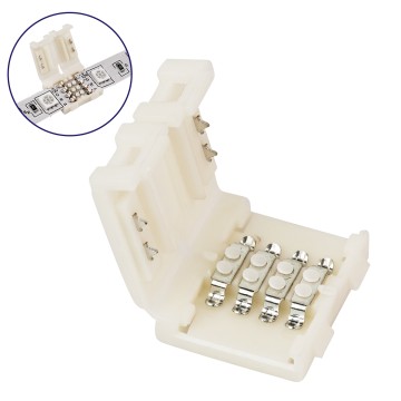 GLOBOSTAR® STRIPART  Ενωτικός Ταχυσύνδεσμος για Πολύχρωμη RGB Ταινία LED 4Pin 10mm σε Πολύχρωμη RGB Ταινία LED 4Pin 10mm IP20 - Μ1.6 x Π1.5 x Υ0.5cm