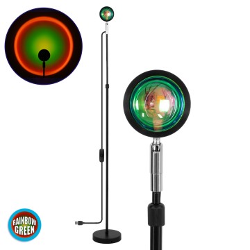 Μοντέρνο Minimal Επιδαπέδιο Φωτιστικό Μεταλλικό Μονόφωτο LED 12W DC 5V με Projector LENS Ειδικού Εφέ & Καλώδιο Τροφοδοσίας USB Rotation Head 180° RAINBOW GREEN