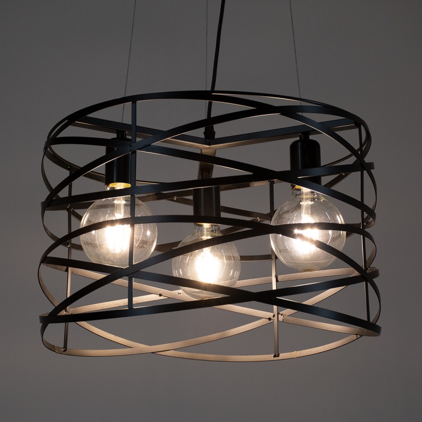 GLOBOSTAR® TOKEN  Μοντέρνο Κρεμαστό Φωτιστικό Οροφής με Ντουί 3 x E27 AC 220-240V IP20 - Μαύρο - Μ43 x Π43 x Υ29cm