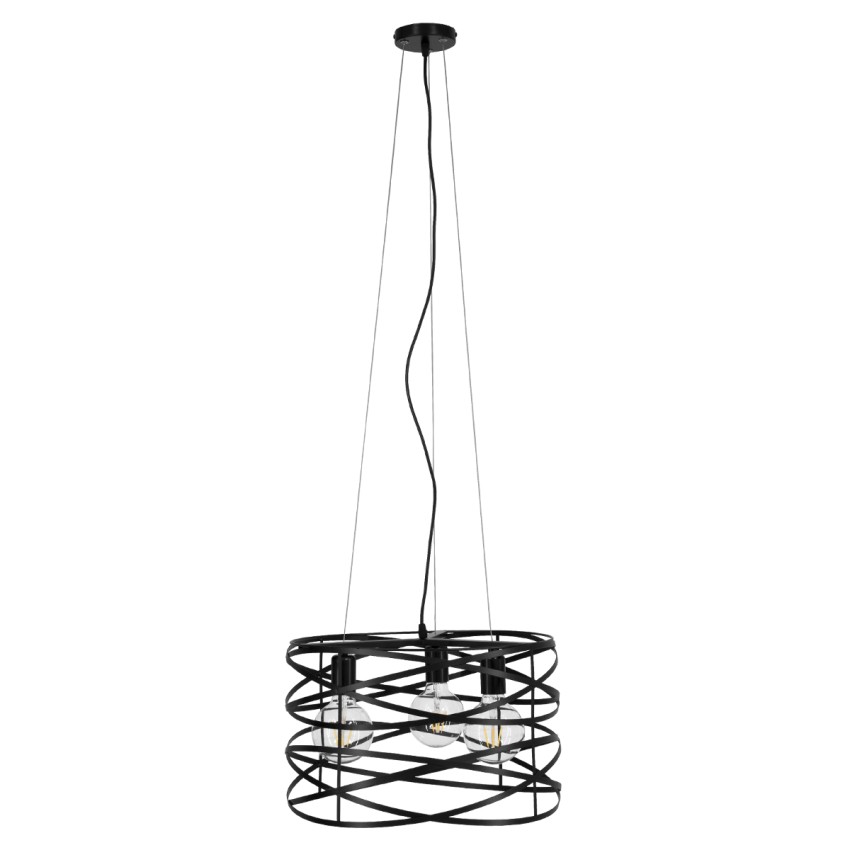 GLOBOSTAR® TOKEN  Μοντέρνο Κρεμαστό Φωτιστικό Οροφής με Ντουί 3 x E27 AC 220-240V IP20 - Μαύρο - Μ43 x Π43 x Υ29cm