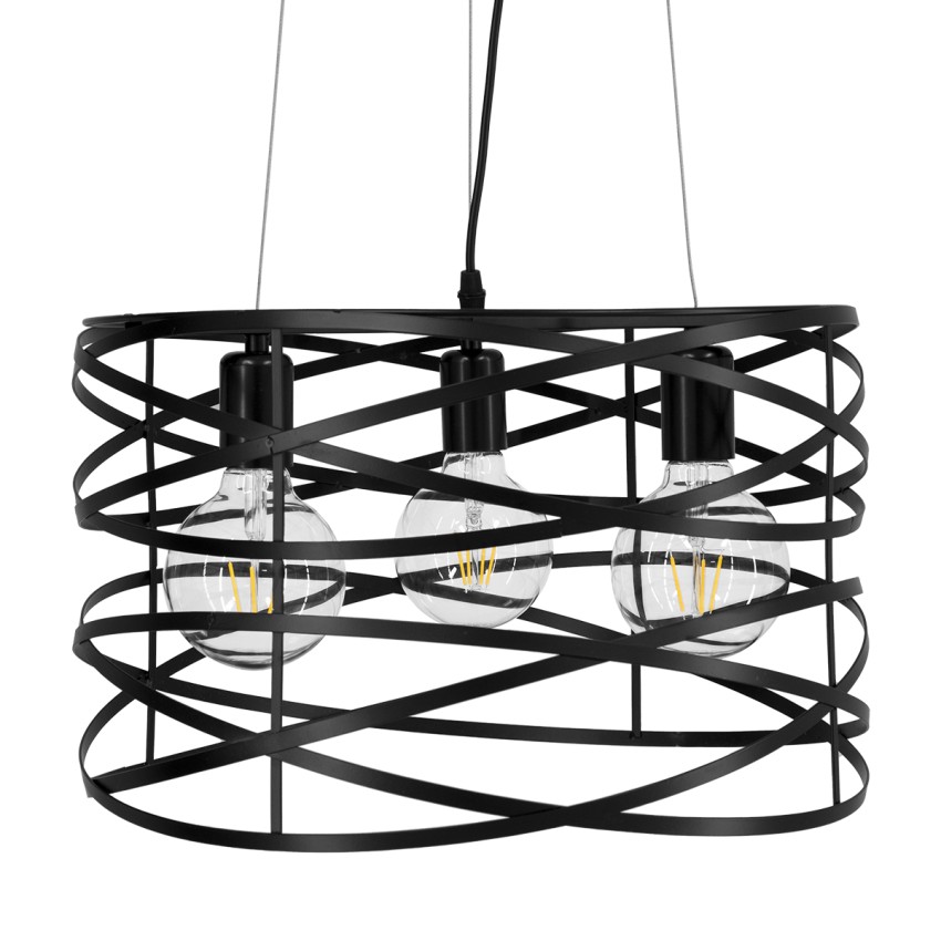 GLOBOSTAR® TOKEN  Μοντέρνο Κρεμαστό Φωτιστικό Οροφής με Ντουί 3 x E27 AC 220-240V IP20 - Μαύρο - Μ43 x Π43 x Υ29cm