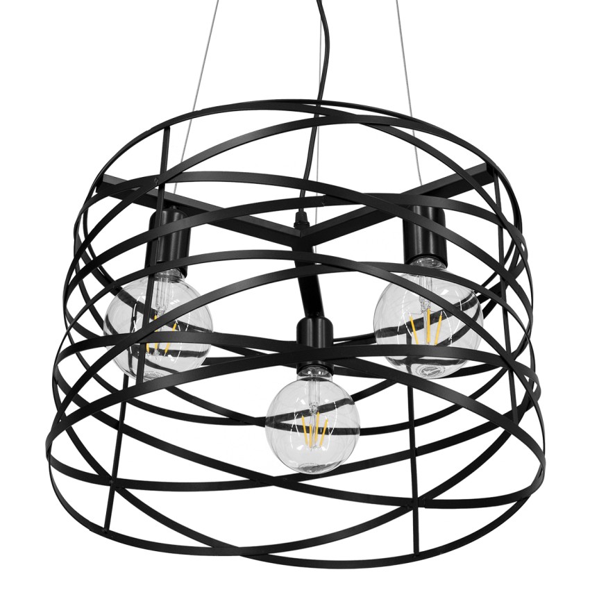 GLOBOSTAR® TOKEN  Μοντέρνο Κρεμαστό Φωτιστικό Οροφής με Ντουί 3 x E27 AC 220-240V IP20 - Μαύρο - Μ43 x Π43 x Υ29cm