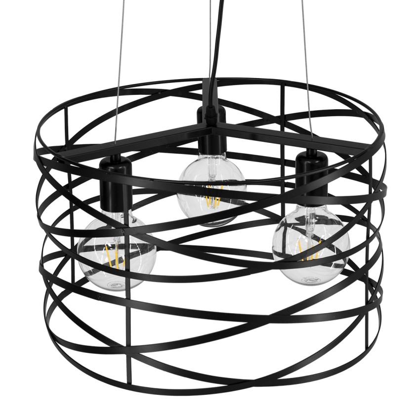 GLOBOSTAR® TOKEN  Μοντέρνο Κρεμαστό Φωτιστικό Οροφής με Ντουί 3 x E27 AC 220-240V IP20 - Μαύρο - Μ43 x Π43 x Υ29cm