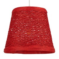 PLAYROOM  Vintage Κρεμαστό Φωτιστικό Καμπάνα Μονόφωτο 1 x E27 IP20 Κόκκινο Rattan - Μ32 x Π32 x Υ27cm
