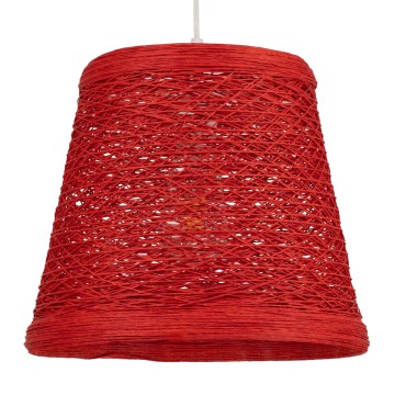 PLAYROOM  Vintage Κρεμαστό Φωτιστικό Καμπάνα Μονόφωτο 1 x E27 IP20 Κόκκινο Rattan - Μ32 x Π32 x Υ27cm