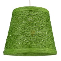 PLAYROOM  Vintage Κρεμαστό Φωτιστικό Καμπάνα Μονόφωτο 1 x E27 IP20 Πράσινο Rattan - Μ32 x Π32 x Υ27cm