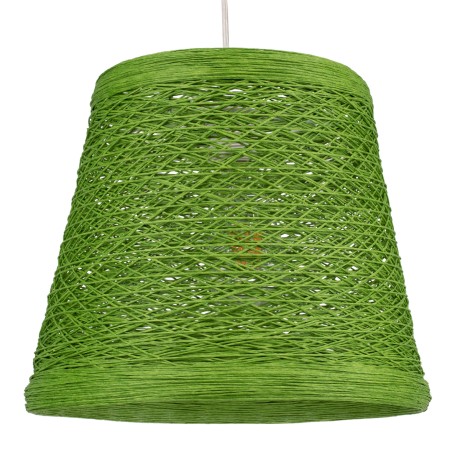 PLAYROOM  Vintage Κρεμαστό Φωτιστικό Καμπάνα Μονόφωτο 1 x E27 IP20 Πράσινο Rattan - Μ32 x Π32 x Υ27cm