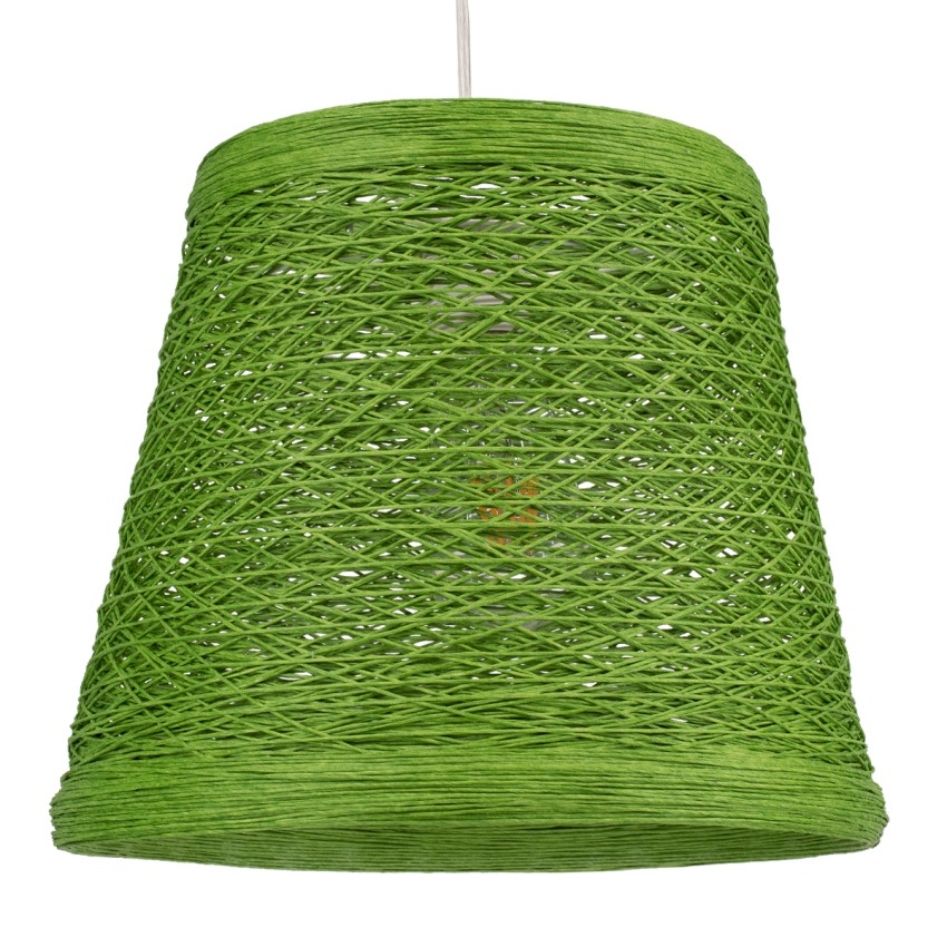 PLAYROOM  Vintage Κρεμαστό Φωτιστικό Καμπάνα Μονόφωτο 1 x E27 IP20 Πράσινο Rattan - Μ32 x Π32 x Υ27cm