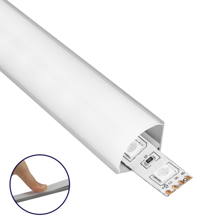 GLOBOSTAR® ALP-CORNER LINEO  Επιφανειακό Γωνιακό Προφίλ Αλουμινίου με Λευκό Γαλακτερό Πατητό Κάλυμμα για Ταινίες LED IP20 - Ασημί & Λευκό - Μ100 x Π1.6 x Υ1.6cm