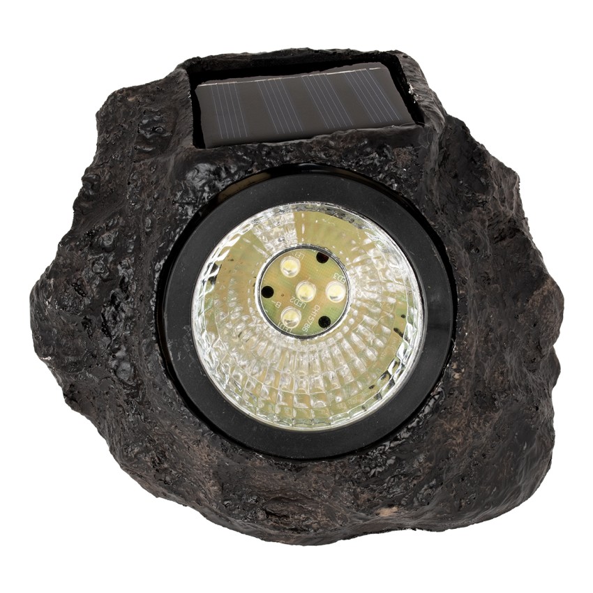 Αυτόνομο Ηλιακό Φωτιστικό LED SMD 1W 100lm με Ενσωματωμένη Μπαταρία 600mAh - Φωτοβολταϊκό Πάνελ με Αισθητήρα Ημέρας-Νύχτας Αδιάβροχο IP65 Διακοσμητική Πέτρα - Βράχος Κήπου Ψυχρό Λευκό 6000K