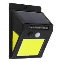 Αυτόνομο Ηλιακό Φωτιστικό LED COB 12W 1200lm με Ενσωματωμένη Μπαταρία 1200mAh - Φωτοβολταϊκό Πάνελ με Αισθητήρα Ημέρας-Νύχτας και PIR Αισθητήρα Κίνησης Αδιάβροχο IP65 Ψυχρό Λευκό 6000K