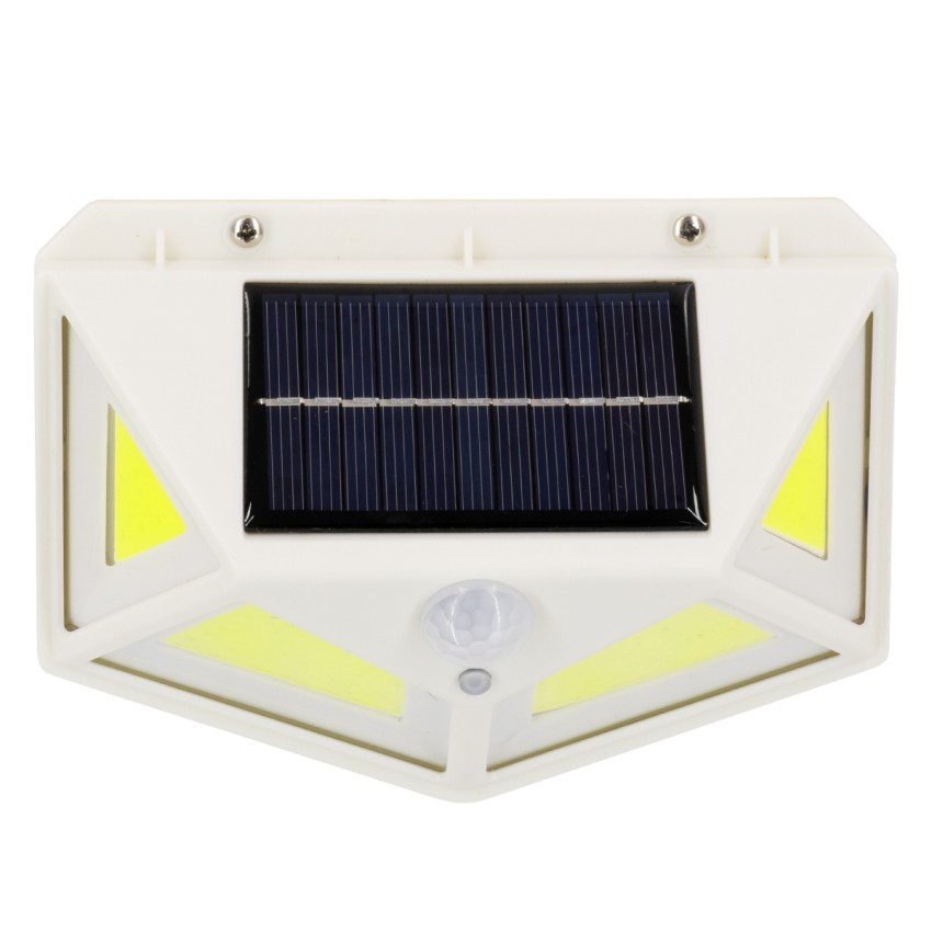Αυτόνομο Ηλιακό Φωτιστικό LED COB 10W 1000lm με Ενσωματωμένη Μπαταρία 1200mAh - Φωτοβολταϊκό Πάνελ με Αισθητήρα Ημέρας-Νύχτας και PIR Αισθητήρα Κίνησης Αδιάβροχο IP65 Ψυχρό Λευκό 6000K