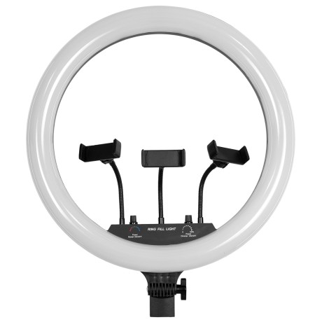 Professional Digital Ring Light Φ46cm LED SMD 70W 7000lm 180° AC 230V με Καλώδιο Τροφοδοσίας Πρίζας - Ασύρματο Χειριστήριο RF 2.4Ghz Εναλλαγής Χρωμάτων & 3 Βάσεις Τηλεφώνου - Πολύχρωμο RGBW+WW Dimmable