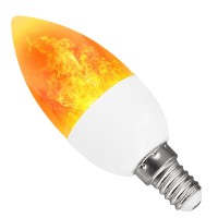 GLOBOSTAR® CANDLE  Λάμπα Κεράκι E14 C37 LED 5W 250lm 260° AC 220-240V IP20 Πορτοκαλί 2200K με Εφέ Φλόγας - Λευκό Γαλακτερό - Μ3.7 x Π3.7 x Υ10.4cm