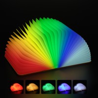 GLOBOSTAR® BOOKDECO  Μοντέρνο Επιτραπέζιο Φωτιστικό Πορτατίφ LED 4W 250lm 180° DC 5V με USB 2.0 & Επαναφορτιζόμενη Μπαταρία Li-ion 3.2V 1000mAh IP20 Πολύχρωμο RGB - Μπεζ - Μ21.5 x Π16.5 x Υ2.2cm