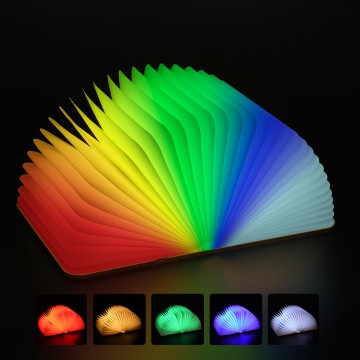 GLOBOSTAR® BOOKDECO  Μοντέρνο Επιτραπέζιο Φωτιστικό Πορτατίφ LED 4W 250lm 180° DC 5V με USB 2.0 & Επαναφορτιζόμενη Μπαταρία Li-ion 3.2V 1000mAh IP20 Πολύχρωμο RGB - Μπεζ - Μ21.5 x Π16.5 x Υ2.2cm